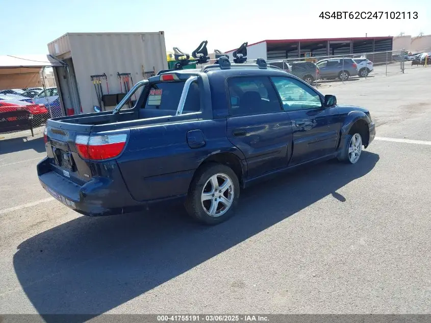 2004 Subaru Baja Sport VIN: 4S4BT62C247102113 Lot: 41755191