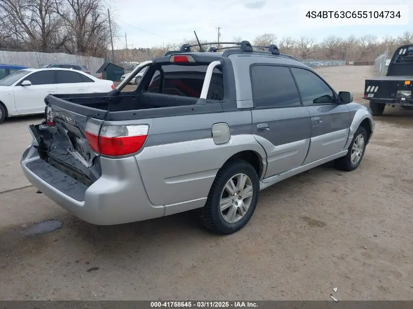 2005 Subaru Baja Turbo VIN: 4S4BT63C655104734 Lot: 41758645