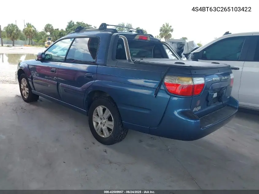2006 Subaru Baja Turbo VIN: 4S4BT63C265103422 Lot: 42589957