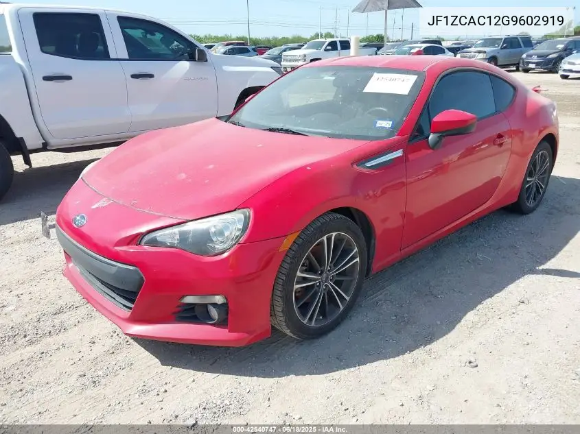 2016 Subaru Brz Limited VIN: JF1ZCAC12G9602919 Lot: 42540747