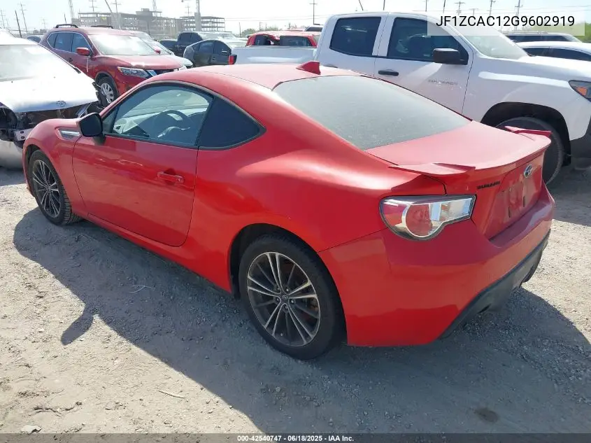 2016 Subaru Brz Limited VIN: JF1ZCAC12G9602919 Lot: 42540747