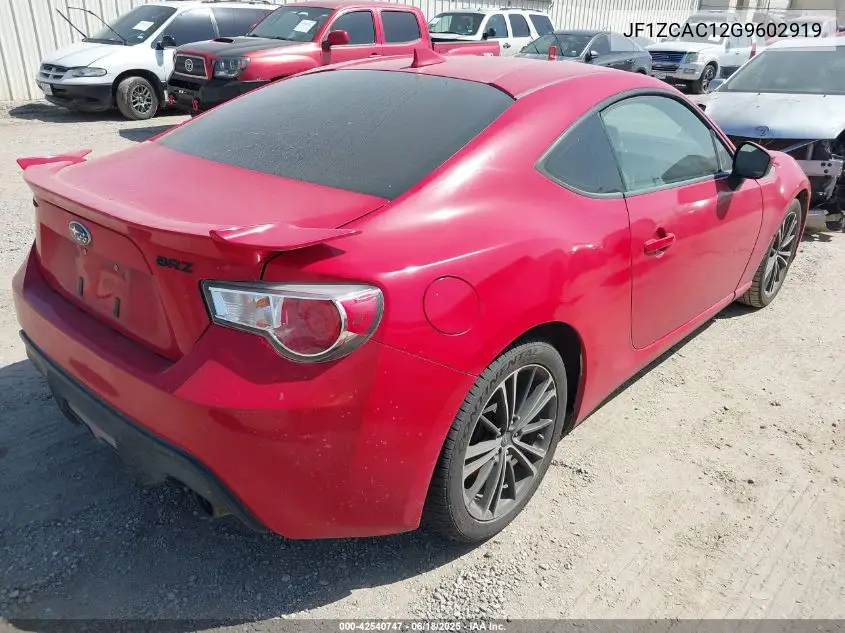 2016 Subaru Brz Limited VIN: JF1ZCAC12G9602919 Lot: 42540747