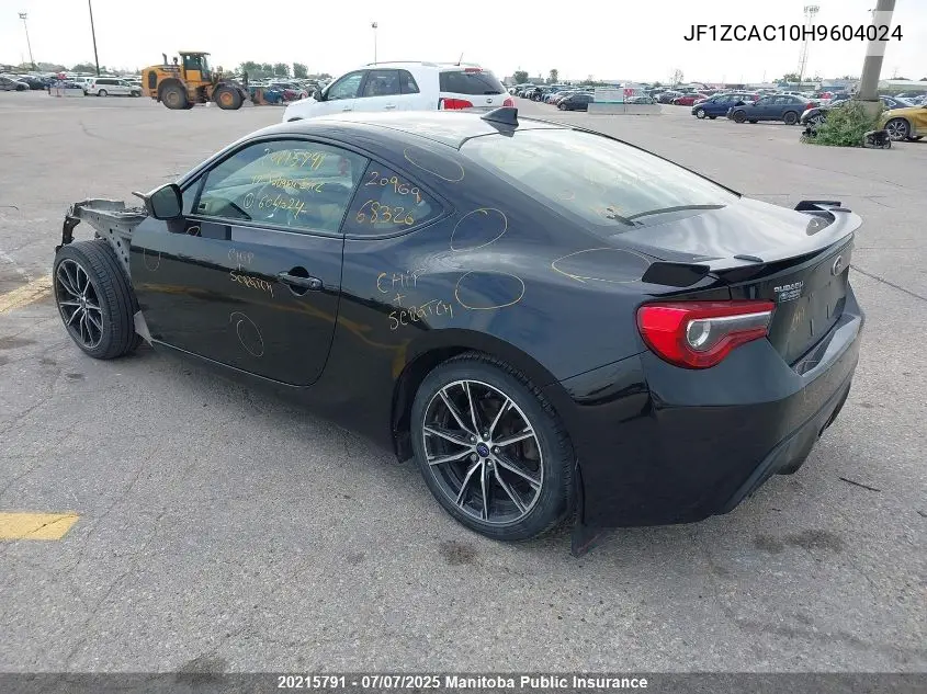2017 Subaru Brz VIN: JF1ZCAC10H9604024 Lot: 20215791
