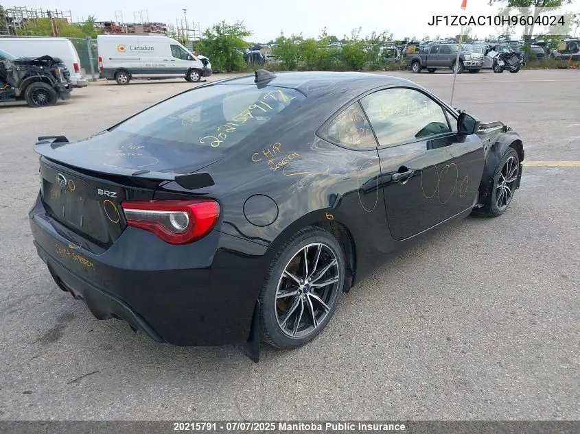 2017 Subaru Brz VIN: JF1ZCAC10H9604024 Lot: 20215791