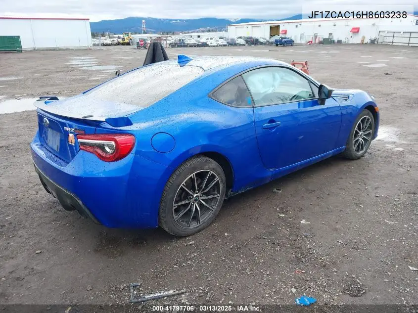 2017 Subaru Brz Limited VIN: JF1ZCAC16H8603238 Lot: 41797706