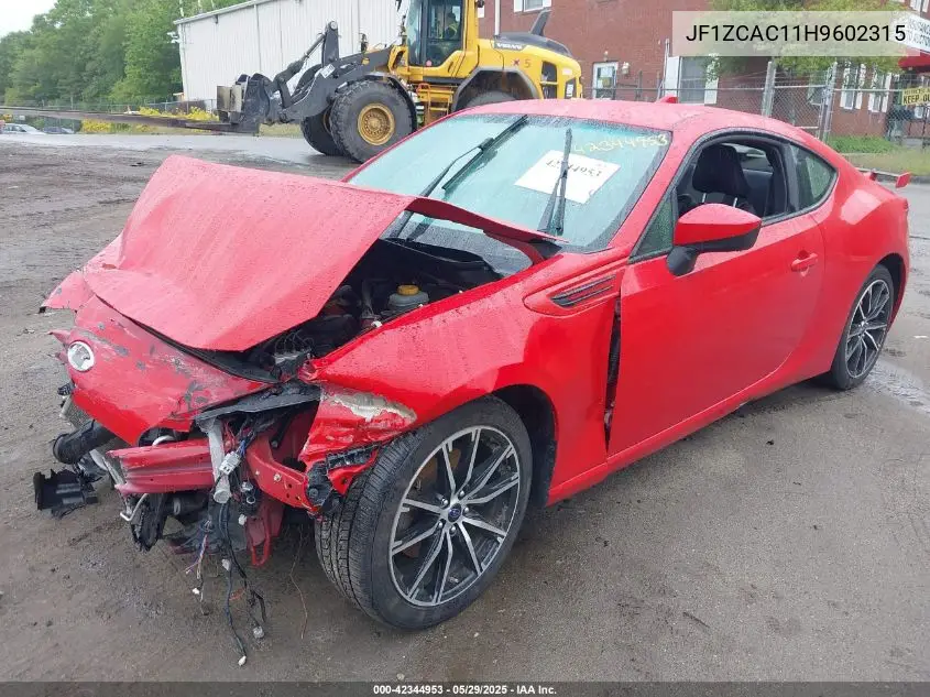 2017 Subaru Brz Limited VIN: JF1ZCAC11H9602315 Lot: 42344953