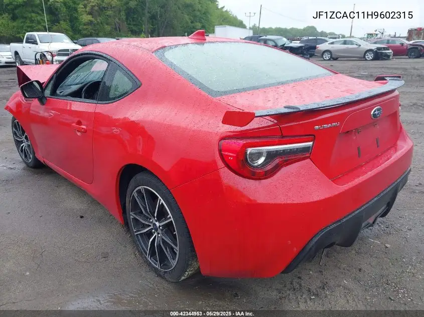 2017 Subaru Brz Limited VIN: JF1ZCAC11H9602315 Lot: 42344953