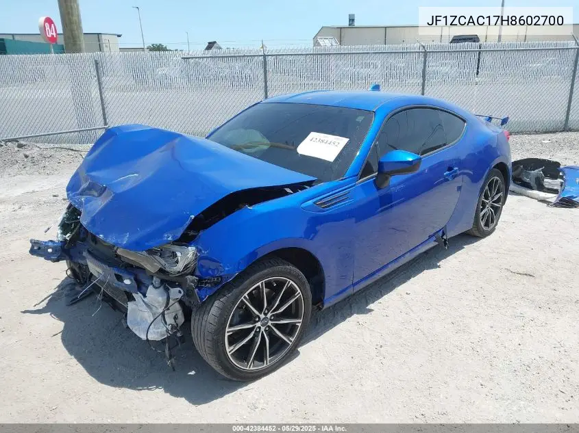 2017 Subaru Brz Limited VIN: JF1ZCAC17H8602700 Lot: 42384452