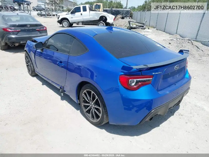 2017 Subaru Brz Limited VIN: JF1ZCAC17H8602700 Lot: 42384452