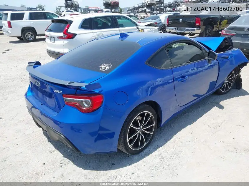 2017 Subaru Brz Limited VIN: JF1ZCAC17H8602700 Lot: 42384452