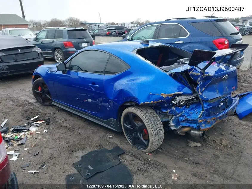 2018 Subaru Brz Ts VIN: JF1ZCAD13J9600487 Lot: 12287109