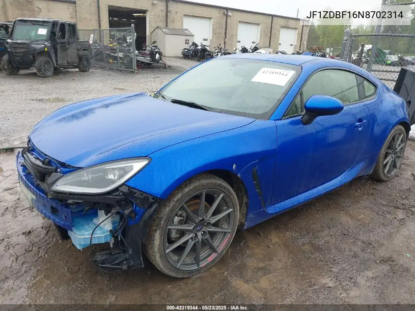 2022 Subaru Brz Limited VIN: JF1ZDBF16N8702314 Lot: 42319344