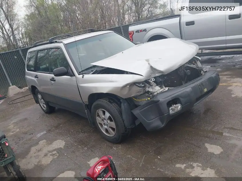 2000 Subaru Forester L VIN: JF1SF635XYH722757 Lot: 41930876