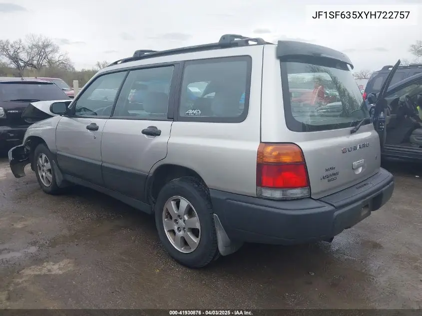 2000 Subaru Forester L VIN: JF1SF635XYH722757 Lot: 41930876