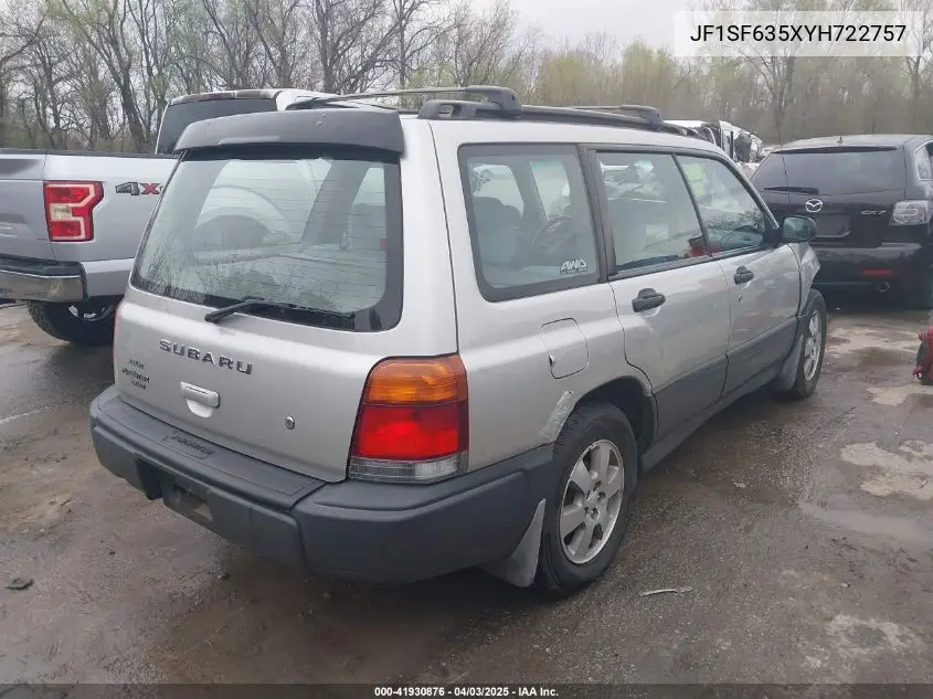 2000 Subaru Forester L VIN: JF1SF635XYH722757 Lot: 41930876