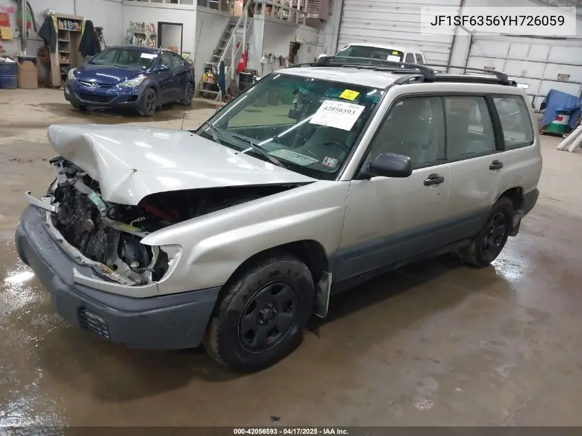 2000 Subaru Forester L VIN: JF1SF6356YH726059 Lot: 42056593
