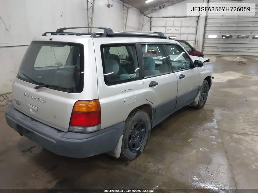 2000 Subaru Forester L VIN: JF1SF6356YH726059 Lot: 42056593