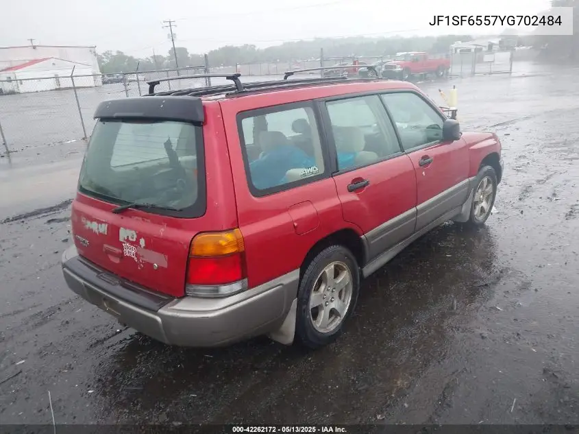 2000 Subaru Forester S VIN: JF1SF6557YG702484 Lot: 42262172
