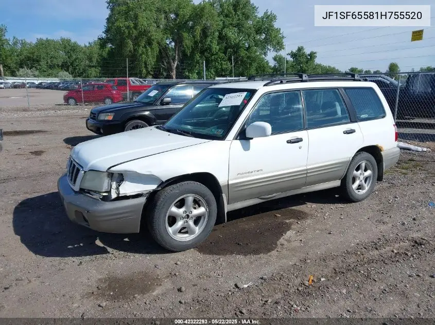 2001 Subaru Forester S VIN: JF1SF65581H755520 Lot: 42322293