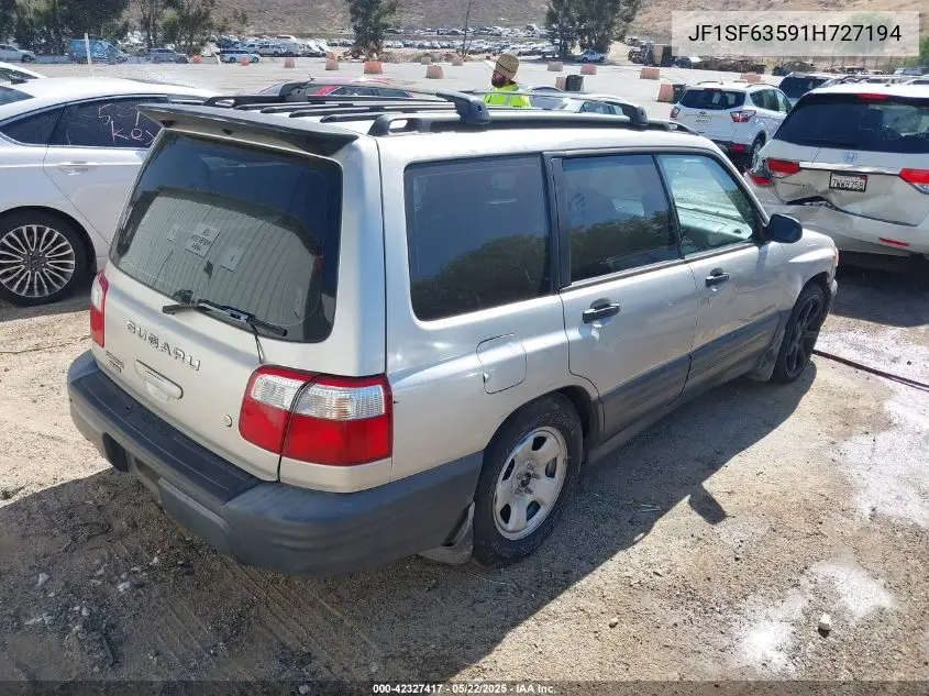 2001 Subaru Forester L VIN: JF1SF63591H727194 Lot: 42327417