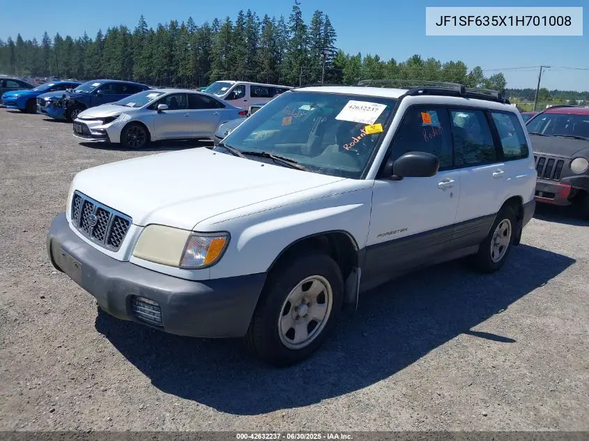 2001 Subaru Forester L VIN: JF1SF635X1H701008 Lot: 42632237