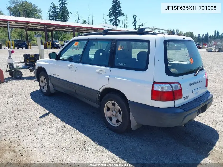2001 Subaru Forester L VIN: JF1SF635X1H701008 Lot: 42632237