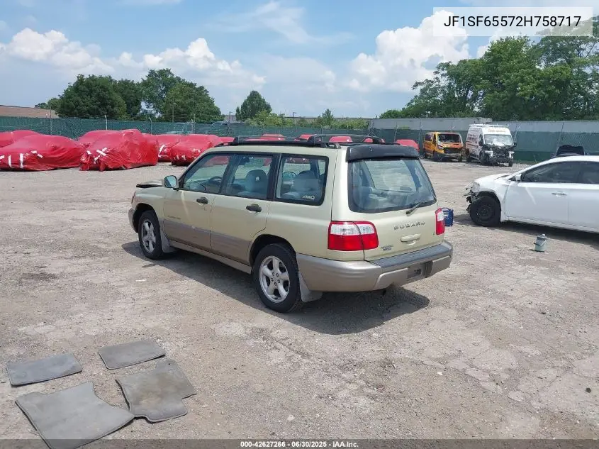 jf1sf65572h758717 JF1SF65572H758717 2002 Subaru Forester S