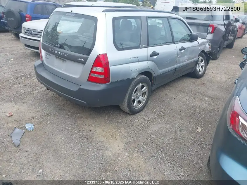 2003 Subaru Forester X VIN: JF1SG63693H722800 Lot: 12339755