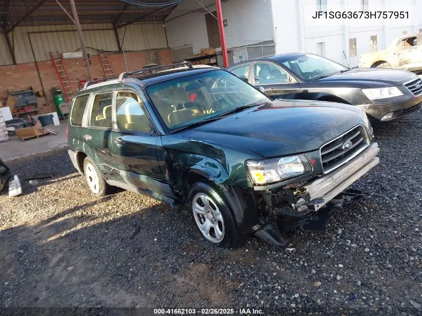 2003 Subaru Forester X VIN: JF1SG63673H757951 Lot: 41662103