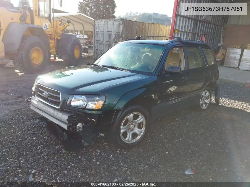2003 Subaru Forester X VIN: JF1SG63673H757951 Lot: 41662103