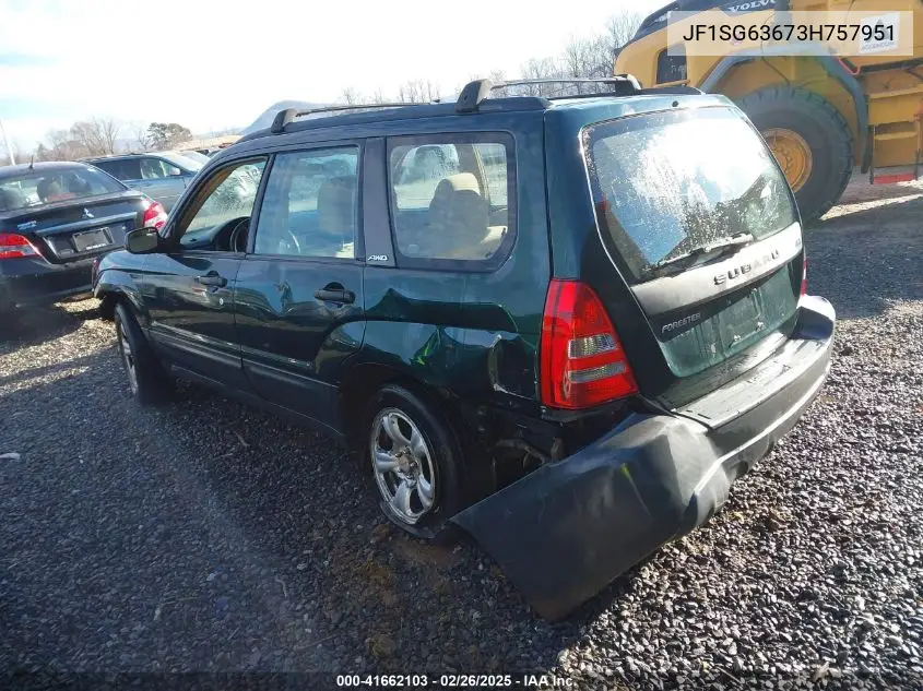 2003 Subaru Forester X VIN: JF1SG63673H757951 Lot: 41662103