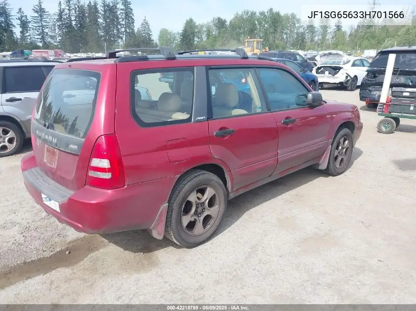 2003 Subaru Forester Xs VIN: JF1SG65633H701566 Lot: 42218759
