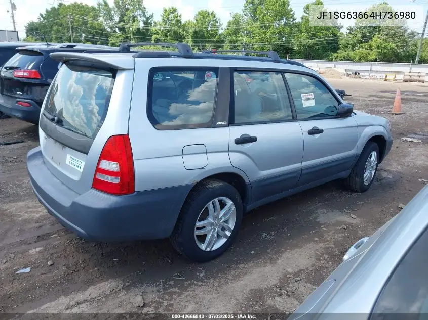 2004 Subaru Forester 2.5X VIN: JF1SG63664H736980 Lot: 42666843