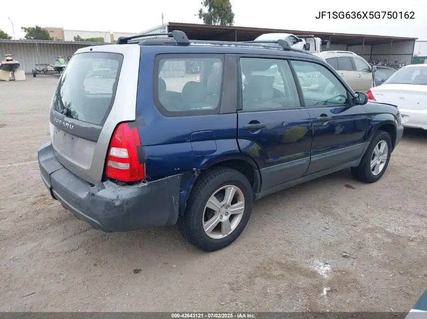 2005 Subaru Forester 2.5X VIN: JF1SG636X5G750162 Lot: 42643121