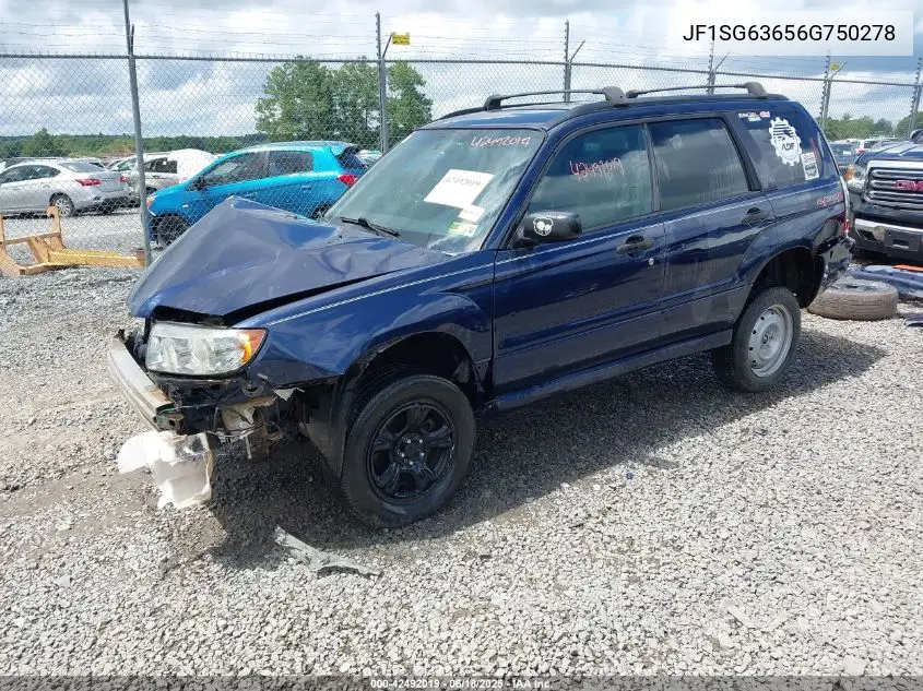 2006 Subaru Forester 2.5X VIN: JF1SG63656G750278 Lot: 42492019