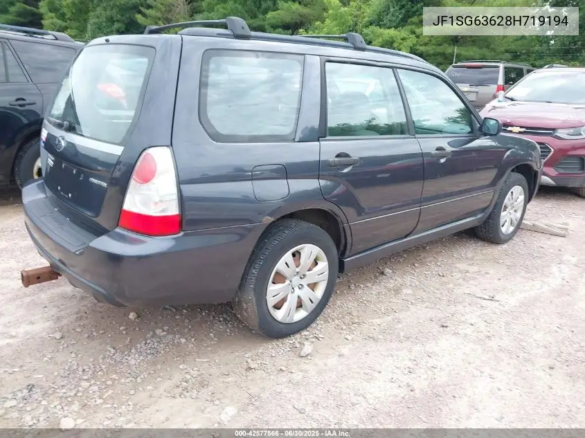 2008 Subaru Forester 2.5X VIN: JF1SG63628H719194 Lot: 42577566