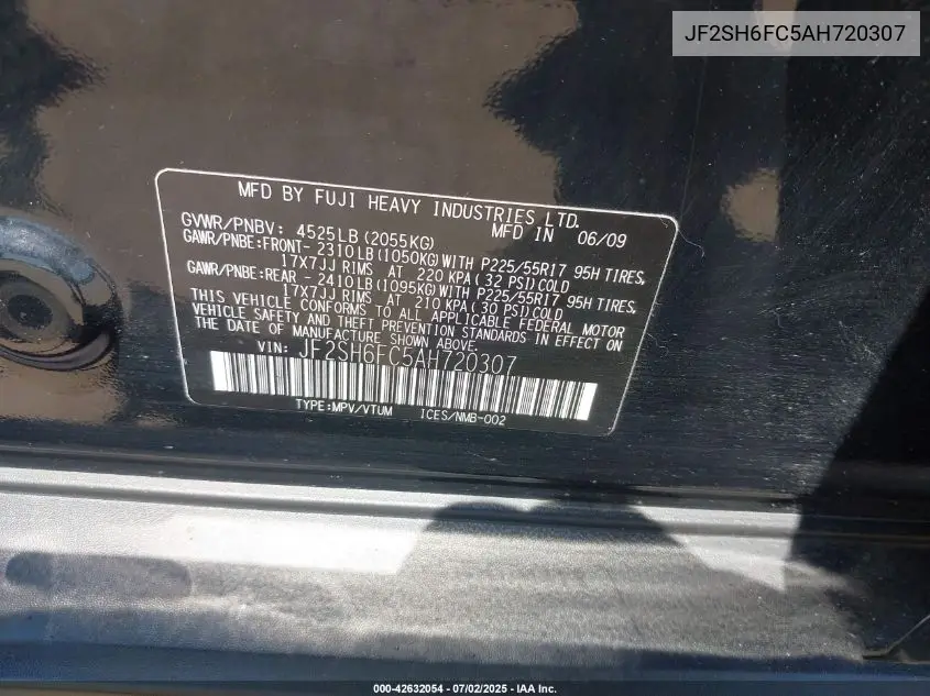 2010 Subaru Forester 2.5Xt Limited VIN: JF2SH6FC5AH720307 Lot: 42632054