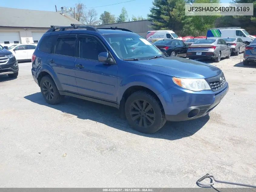 2011 Subaru Forester 2.5X Premium VIN: JF2SHADC4BG715189 Lot: 42238237