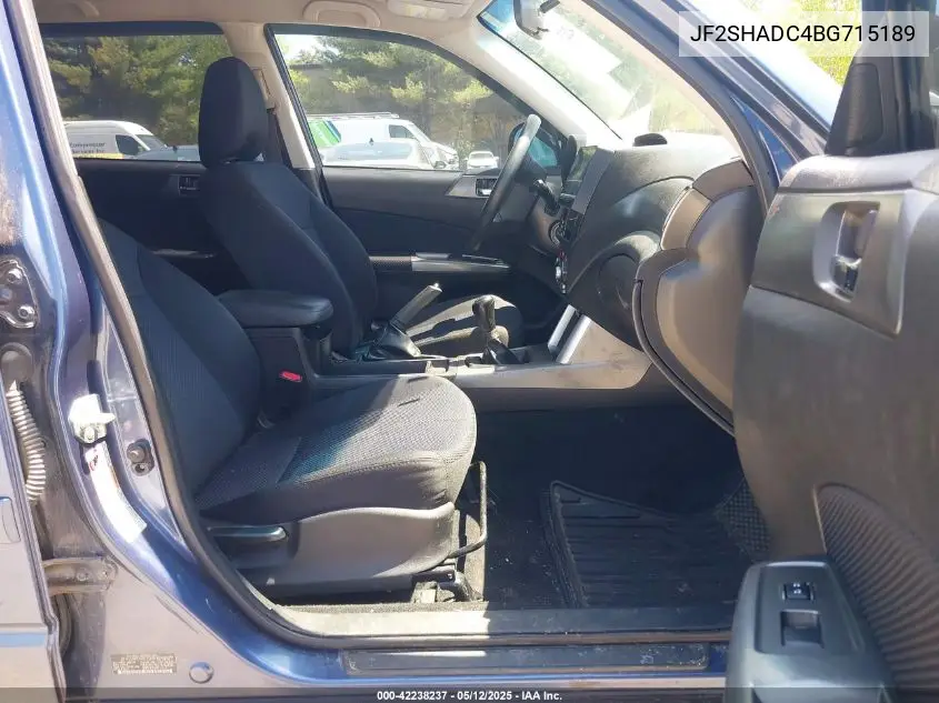 2011 Subaru Forester 2.5X Premium VIN: JF2SHADC4BG715189 Lot: 42238237