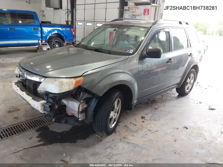 2011 Subaru Forester 2.5X VIN: JF2SHABC1BH738281 Lot: 42243507