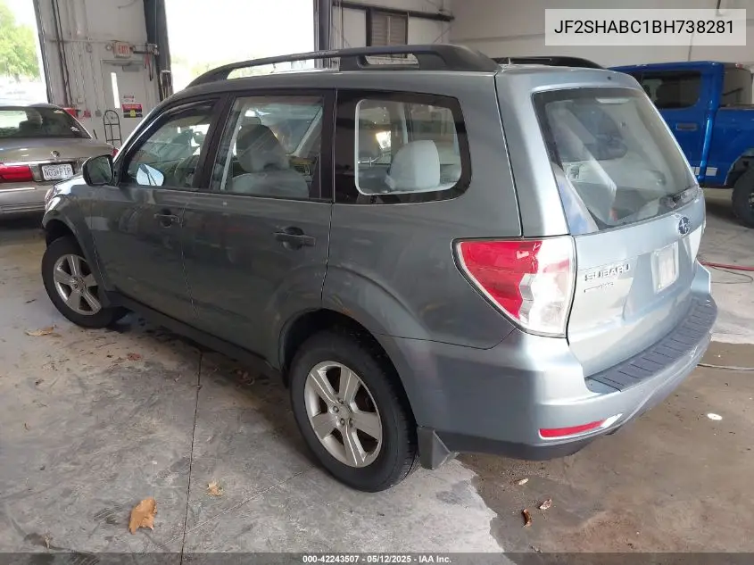 2011 Subaru Forester 2.5X VIN: JF2SHABC1BH738281 Lot: 42243507