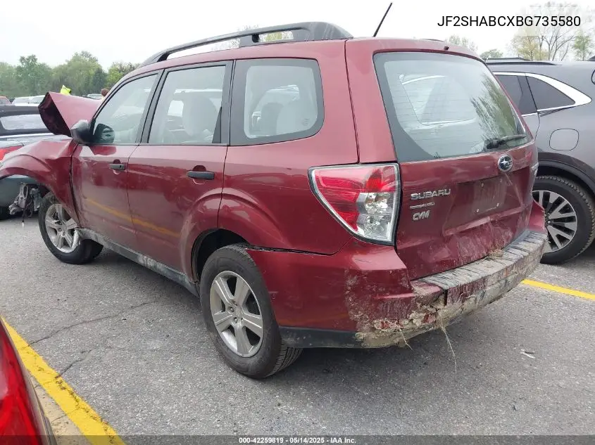 2011 Subaru Forester 2.5X VIN: JF2SHABCXBG735580 Lot: 42259819