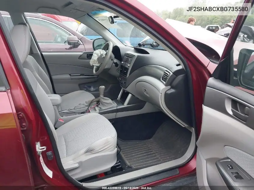 2011 Subaru Forester 2.5X VIN: JF2SHABCXBG735580 Lot: 42259819