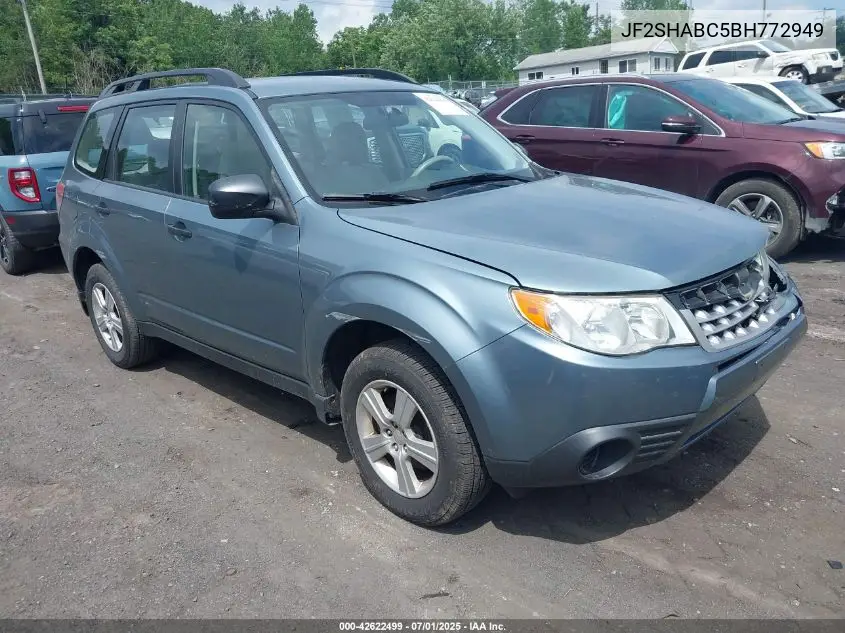 2011 Subaru Forester 2.5X VIN: JF2SHABC5BH772949 Lot: 42622499