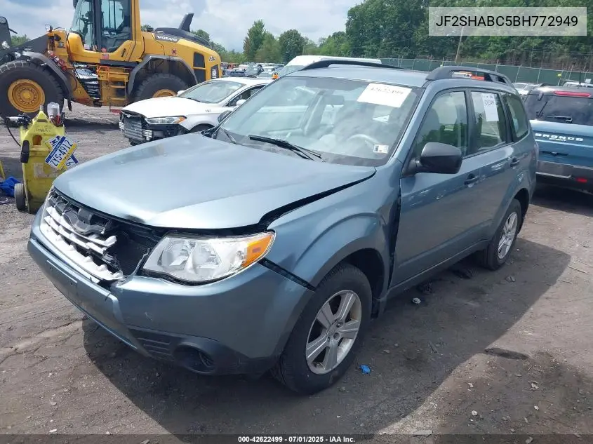 2011 Subaru Forester 2.5X VIN: JF2SHABC5BH772949 Lot: 42622499