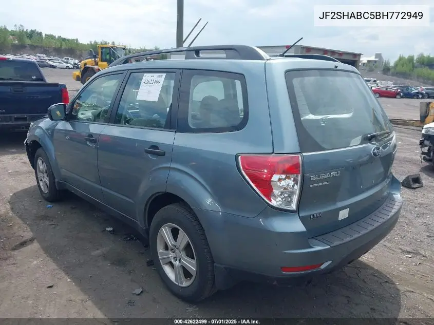2011 Subaru Forester 2.5X VIN: JF2SHABC5BH772949 Lot: 42622499