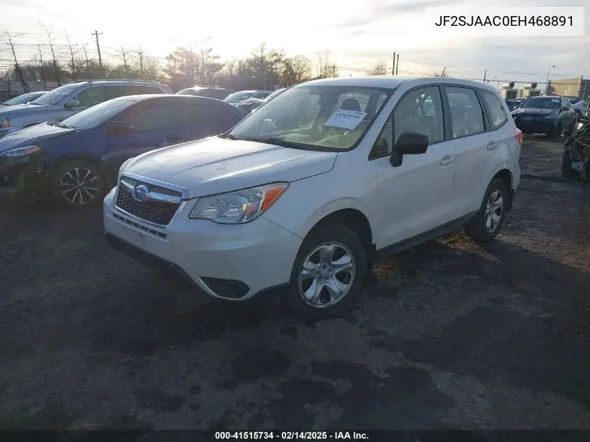 2014 Subaru Forester 2.5I VIN: JF2SJAAC0EH468891 Lot: 41515734