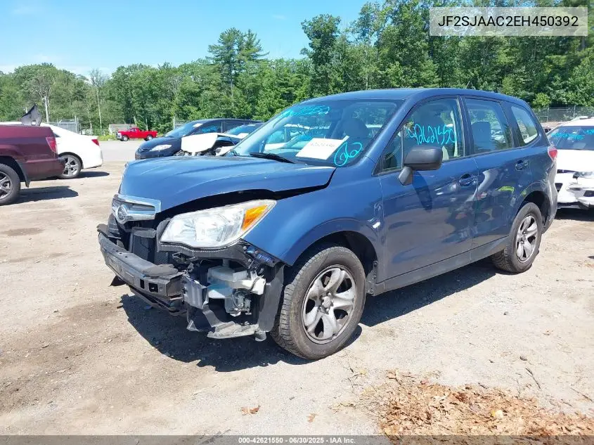 2014 Subaru Forester 2.5I VIN: JF2SJAAC2EH450392 Lot: 42621550