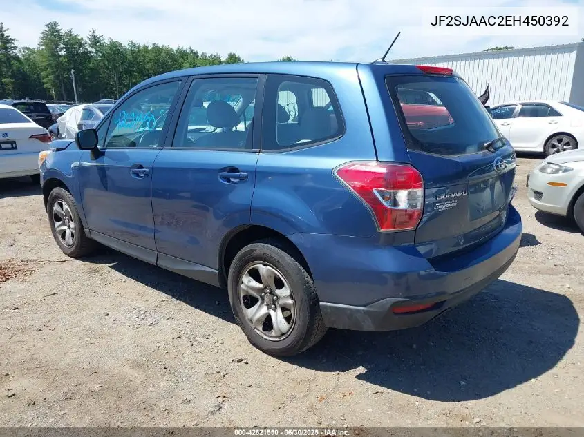 2014 Subaru Forester 2.5I VIN: JF2SJAAC2EH450392 Lot: 42621550