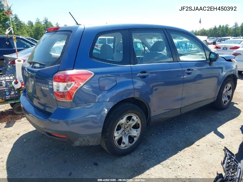 2014 Subaru Forester 2.5I VIN: JF2SJAAC2EH450392 Lot: 42621550